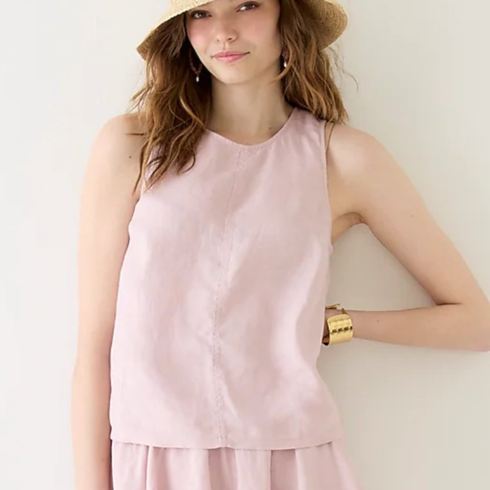 J.Crew button-back linen tank top, NWT, Size L